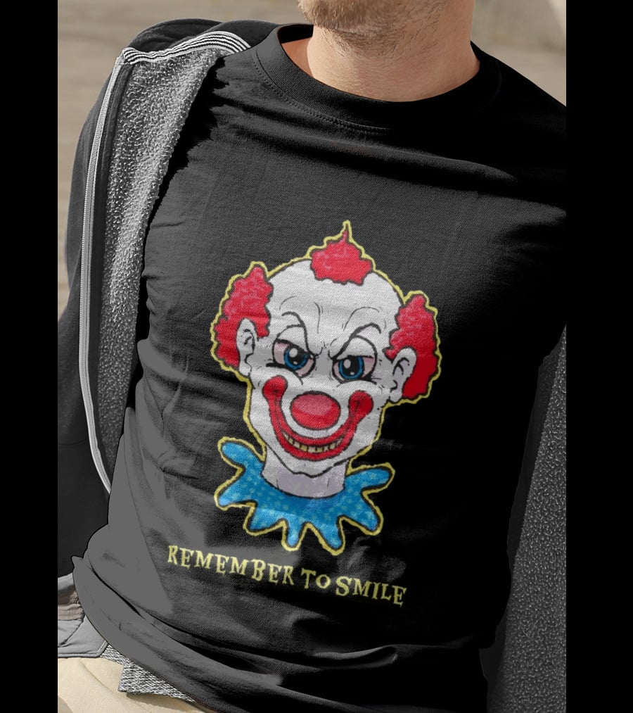 Evil Clown Remember To Smile Creepy Red White Blue T-Shirt