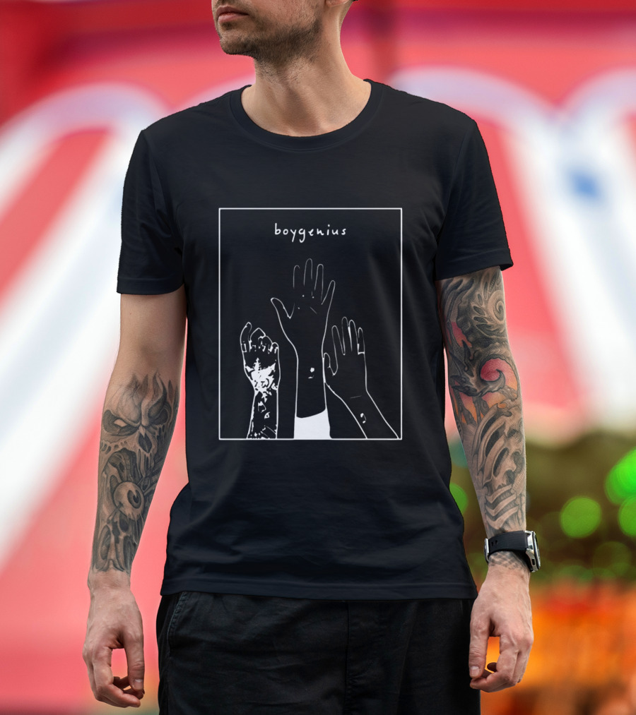 Boygenius Three Raised Hands White Line T-Shirt