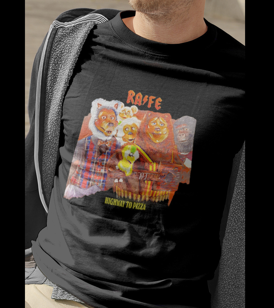 Rafe Highway To Pizza Characters With Animals And Guitar T-Shirt