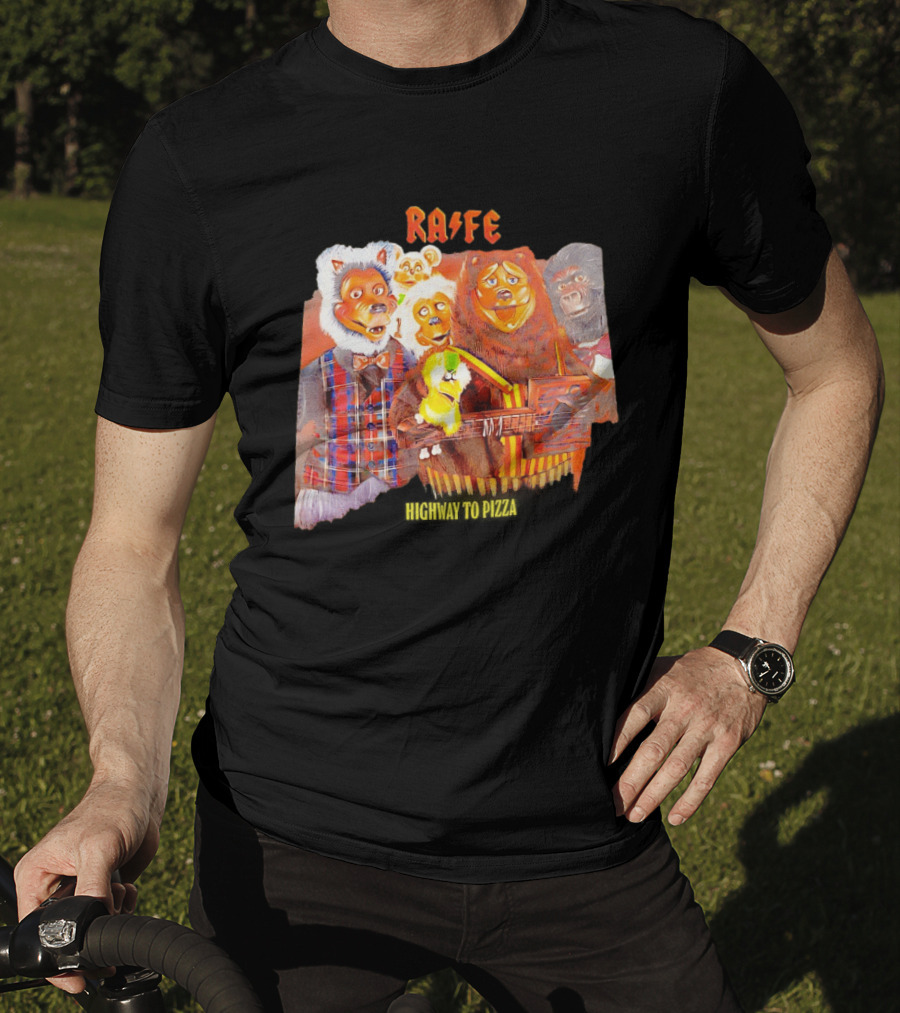 Rafe Highway To Pizza Characters With Animals And Guitar T-Shirt