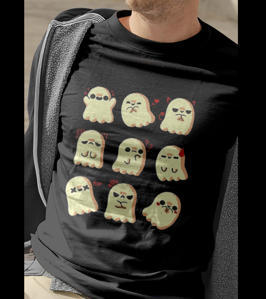 Ghost Emotions Cute Cartoon Ghosts With Various Expressions Halloween T-Shirt
