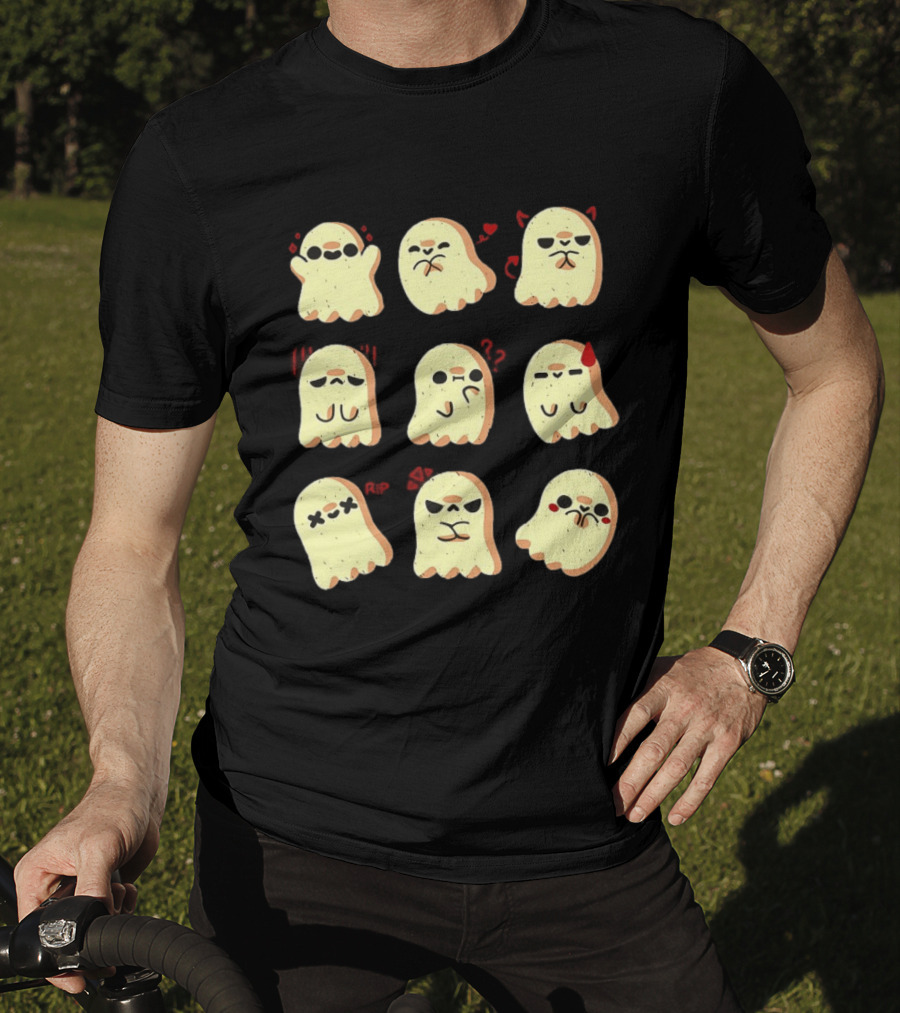 Ghost Emotions Cute Cartoon Ghosts With Various Expressions Halloween T-Shirt