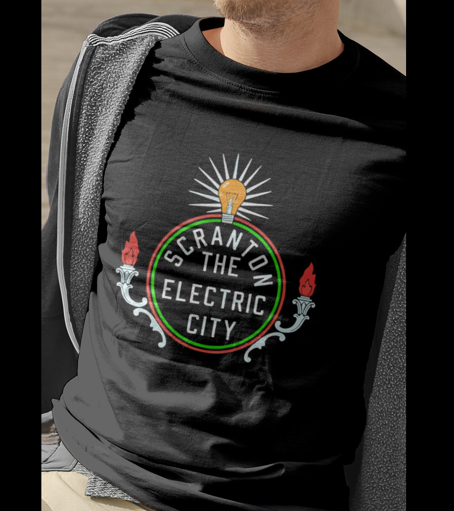Scranton The Electric City Neon Lightbulb T-Shirt