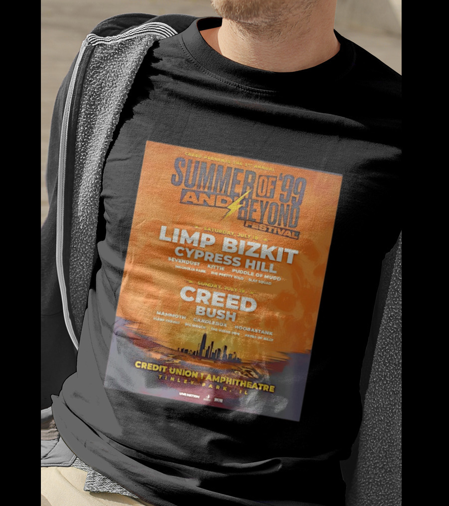 Creed Presents Summer Of '99 And Beyond Festival 2026 Full Lineup With Limp Bizkit And Creed At Credit Union Amphitheatre Tinley Park Illinois T-Shirt