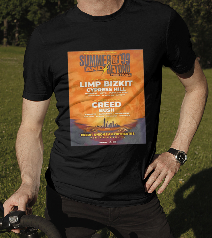 Creed Presents Summer Of '99 And Beyond Festival 2026 Full Lineup With Limp Bizkit And Creed At Credit Union Amphitheatre Tinley Park Illinois T-Shirt
