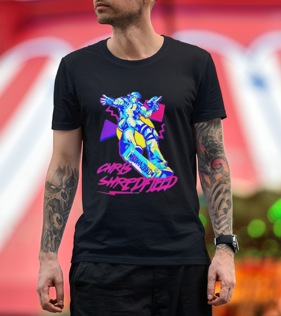 Chris Shredfield Brohazard Skateboarding Robot Neon T-Shirt