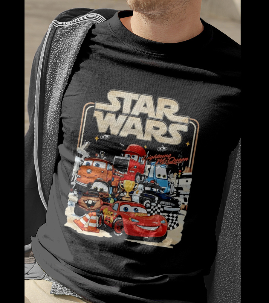 STAR WARS Lightning McQueen Racing Adventure With Cars Characters T-Shirt