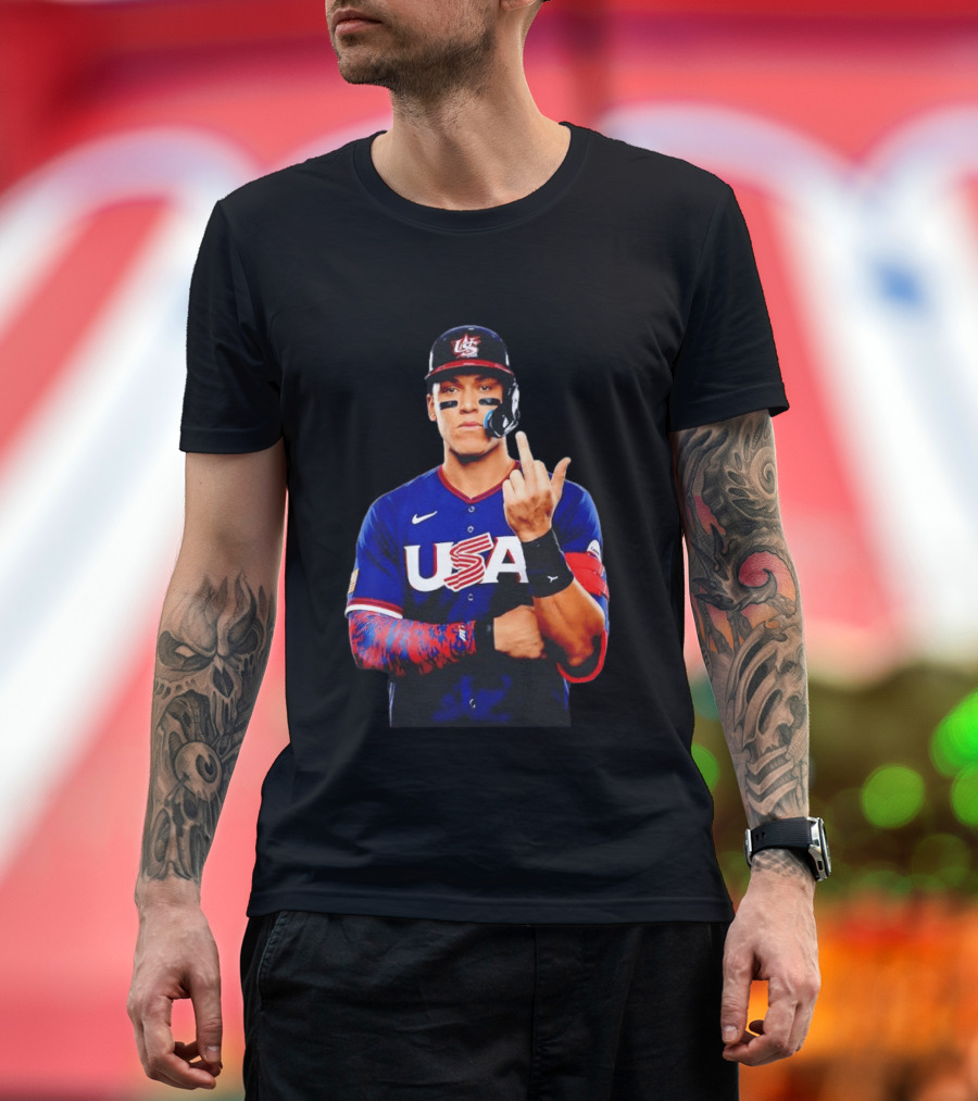 Aaron Judge USA Baseball WBC 2026 Middle Finger Iconic Gesture T-Shirt