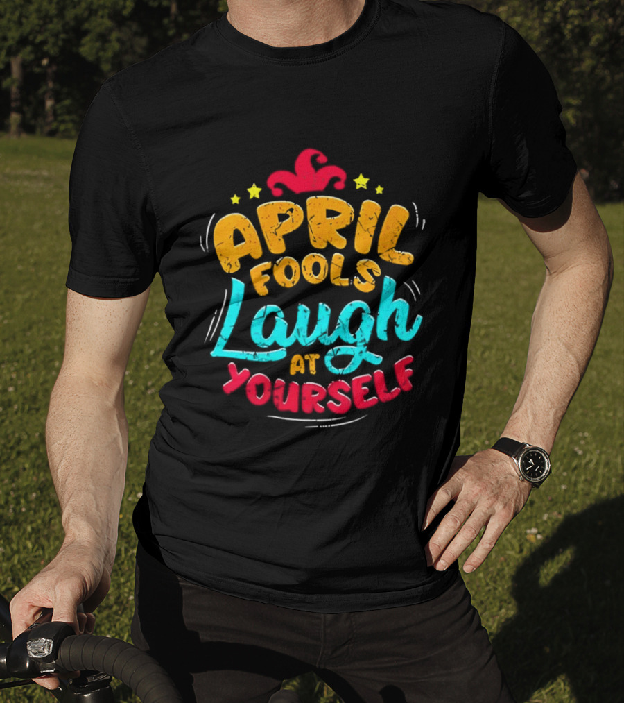 April Fools Laugh At Yourself Fun Jester Hat Stars T-Shirt