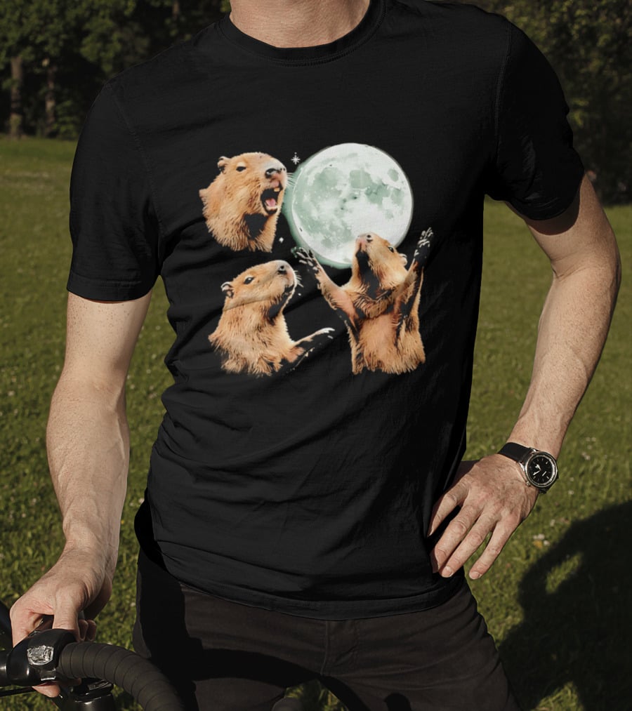 Capybara Howling At Full Moon Tranquility T-Shirt