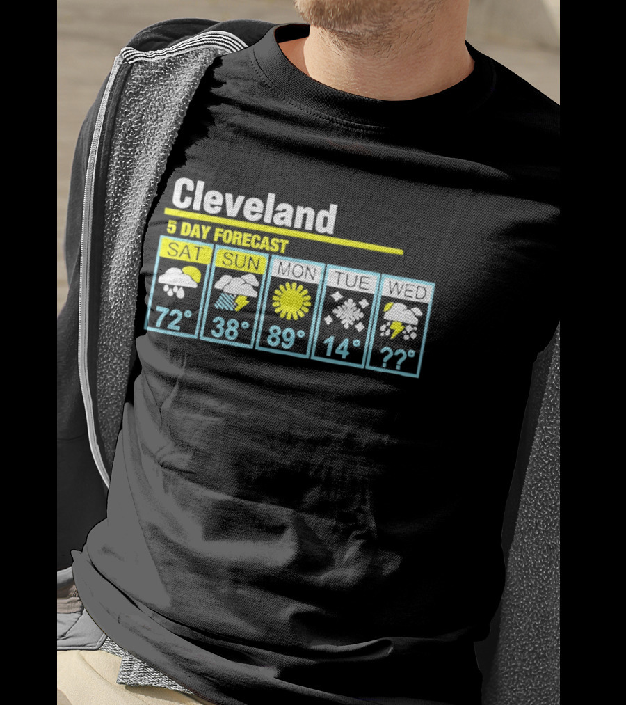 Cleveland 5 Day Forecast Weather Humor Cold Snow Thunderstorm T-Shirt