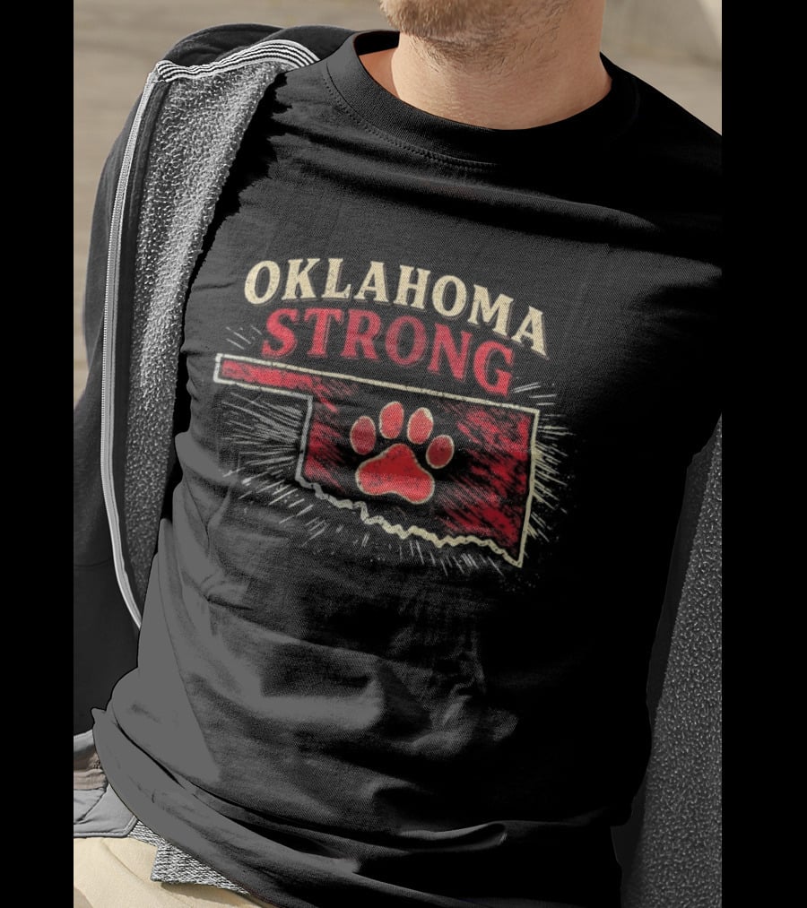 Oklahoma Strong Paw Print I'd Rather Be With My Dog T-Shirt
