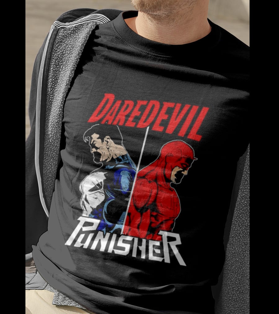 Daredevil Punisher Split Silhouette Marvel Characters T-Shirt