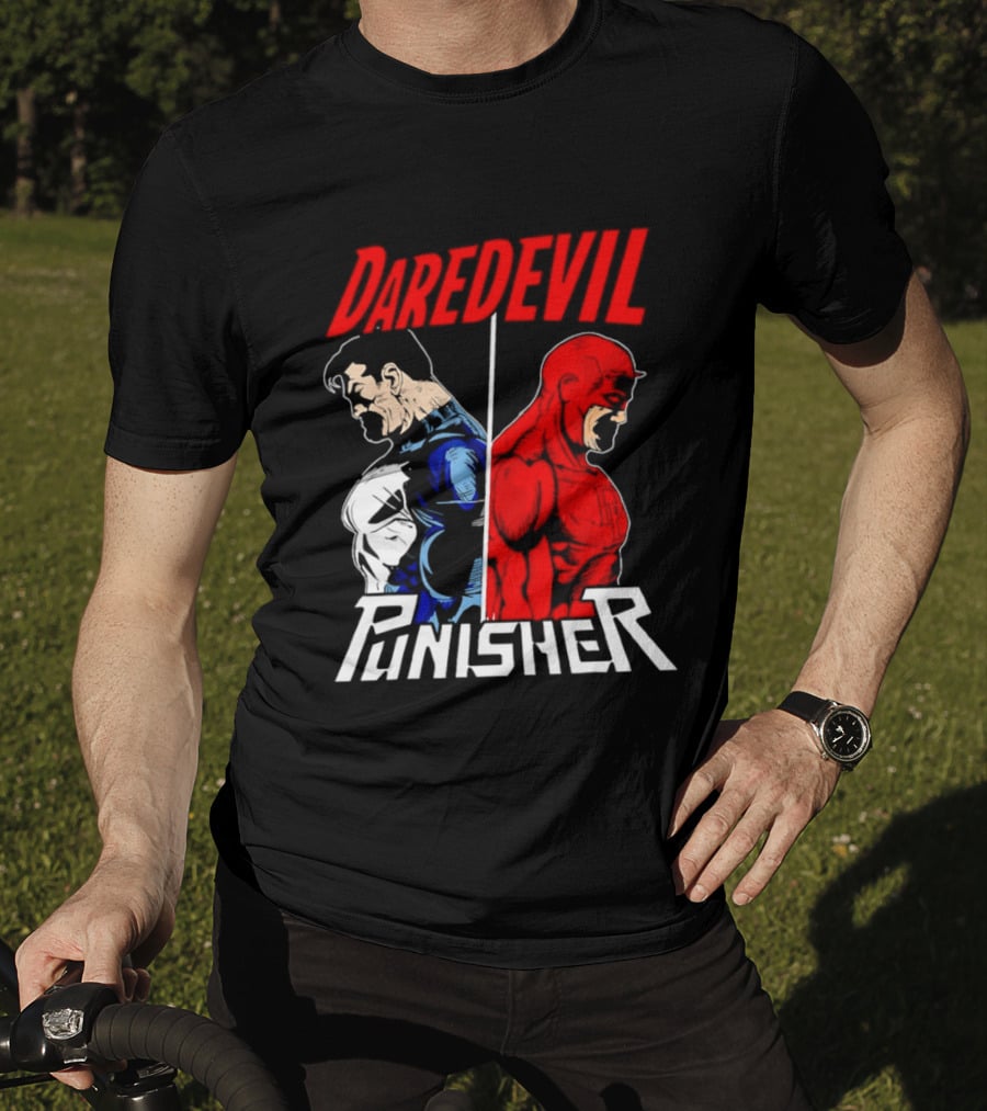 Daredevil Punisher Split Silhouette Marvel Characters T-Shirt
