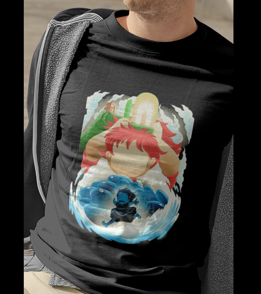 Ponyo Anime 2008 Little Fish Girl Bubble Adventure Scene T-Shirt