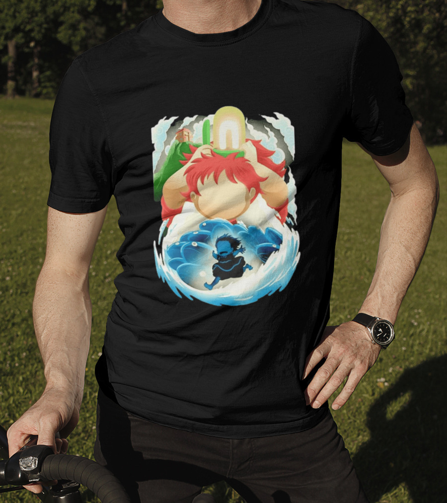 Ponyo Anime 2008 Little Fish Girl Bubble Adventure Scene T-Shirt