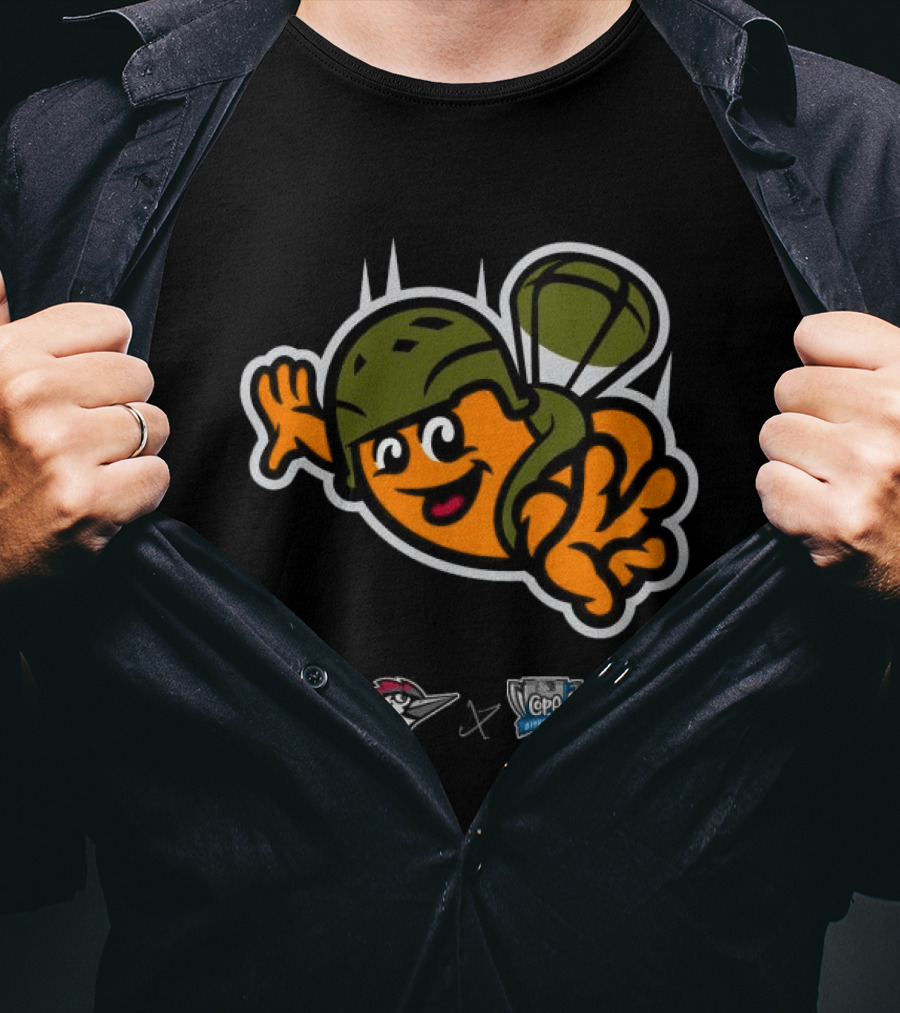 Fayetteville Woodpeckers Frijoles Saltarines De Fayetteville Parachute Character 2026 T-Shirt