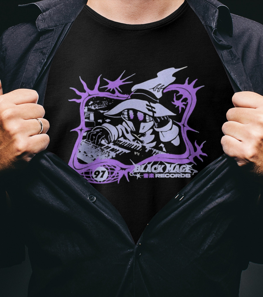Final Fantasy Black Mage 97 Records Keyboard Wizard Enchantment T-Shirt
