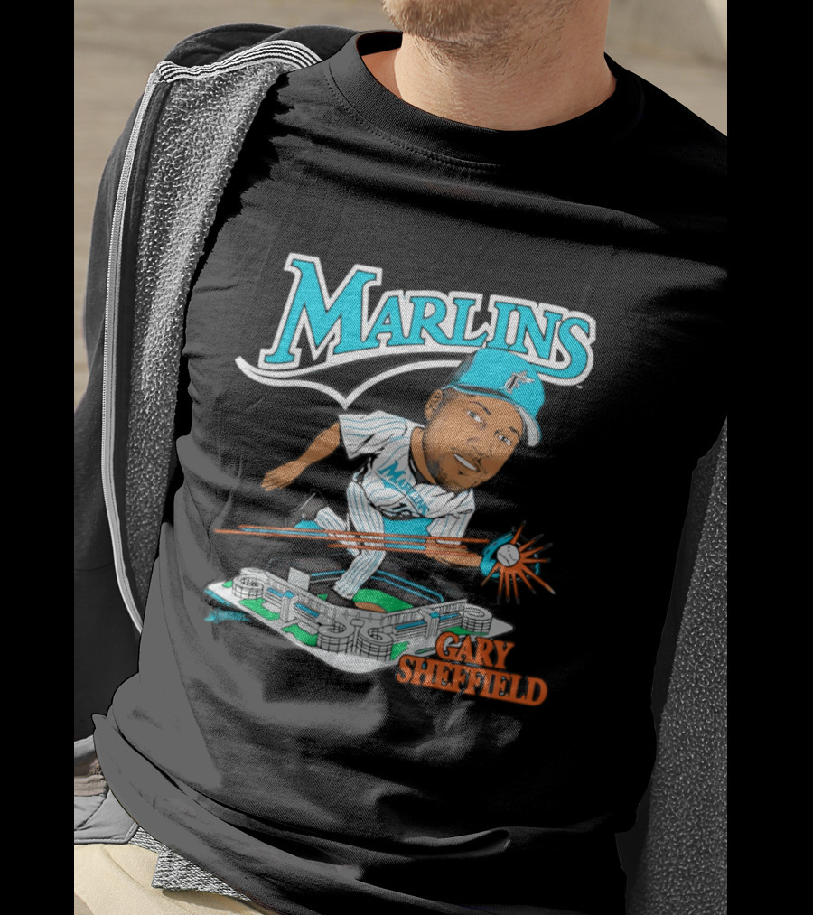 Florida Marlins Gary Sheffield Caricature Baseball MLB Player T-Shirt