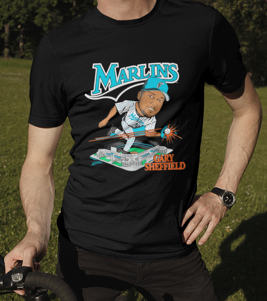 Florida Marlins Gary Sheffield Caricature Baseball MLB Player T-Shirt