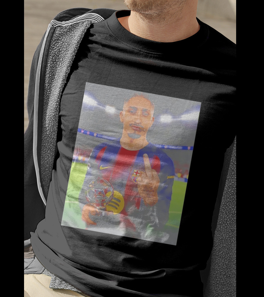 Raphinha Barcelona Middle Finger Gesture Soccer Stadium Scene T-Shirt