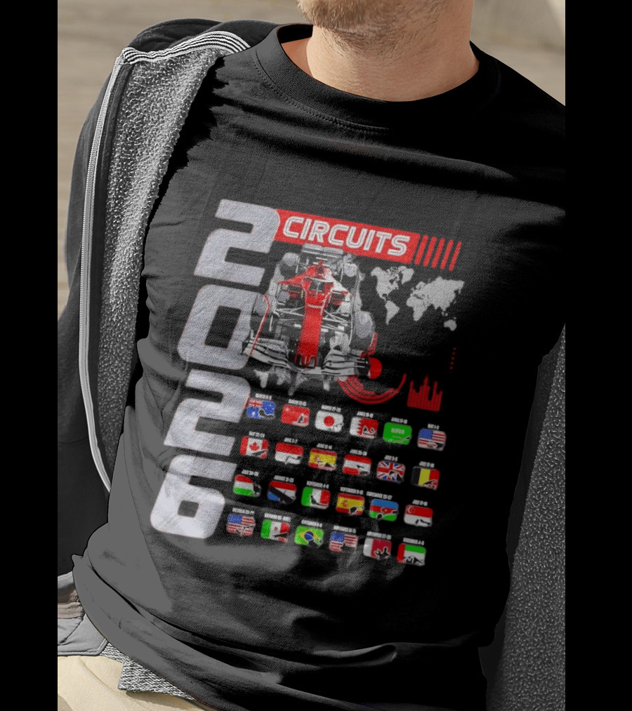 2026 Formula Racing Car Circuit Calendar With Country Flags T-Shirt