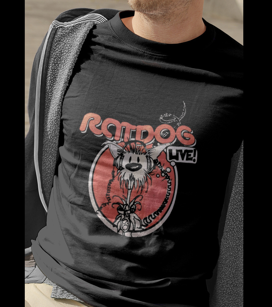Ratdog Live Cartoon Character With Headphones And Tail T-Shirt