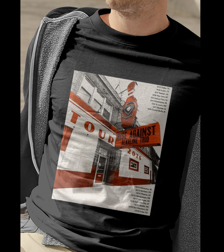Rise Against Alkaline Trio Tour 2026 North America Dates Dallas Austin Chicago Seattle T-Shirt