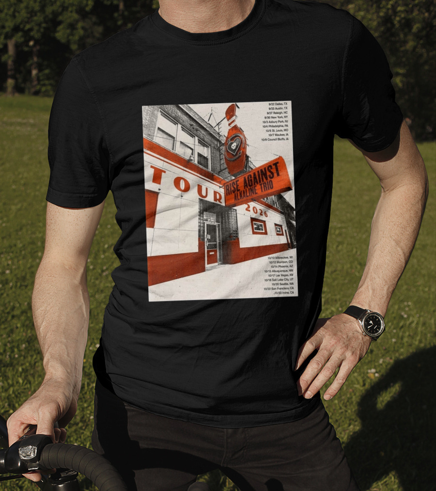 Rise Against Alkaline Trio Tour 2026 North America Dates Dallas Austin Chicago Seattle T-Shirt