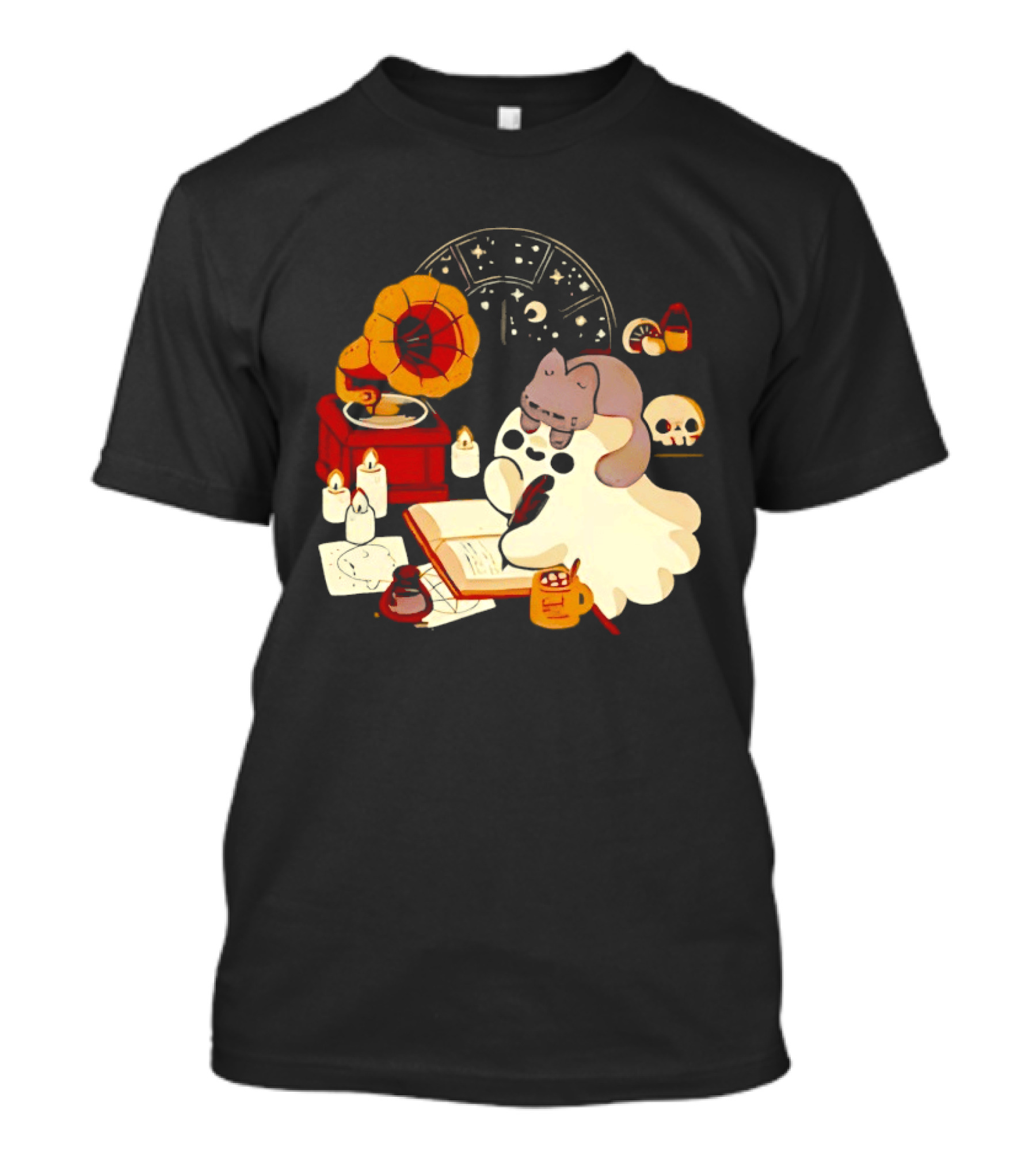 Spooky Ghost Lofi Aesthetic With Gramophone And Skulls T-Shirt