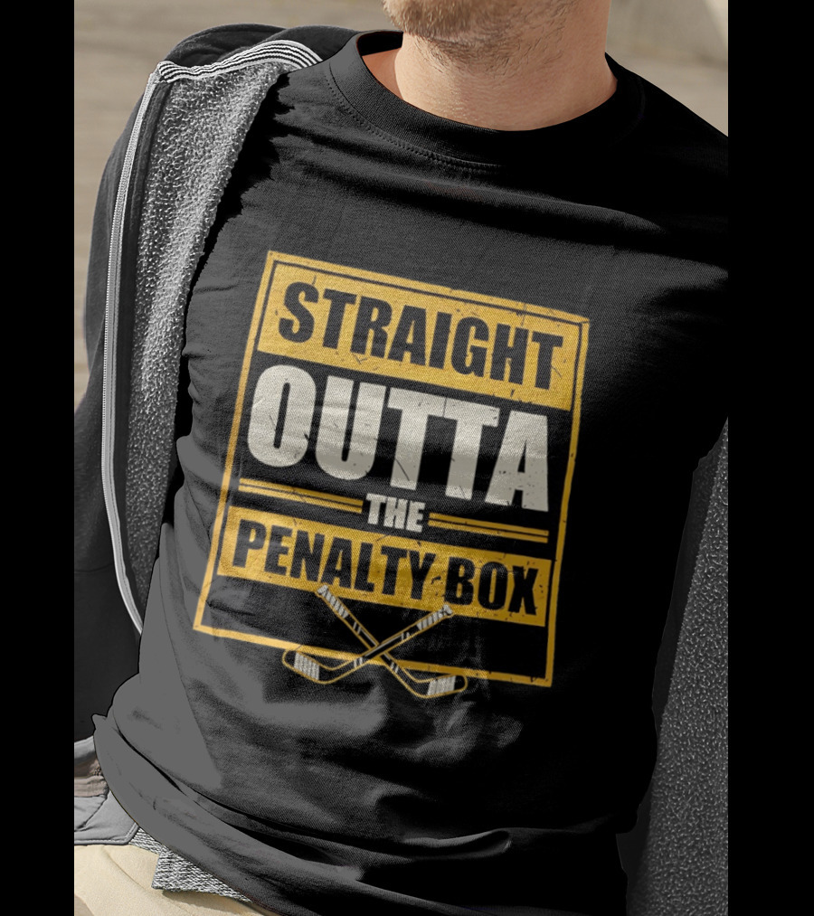 Straight Outta The Penalty Box Hockey Crossed Sticks T-Shirt