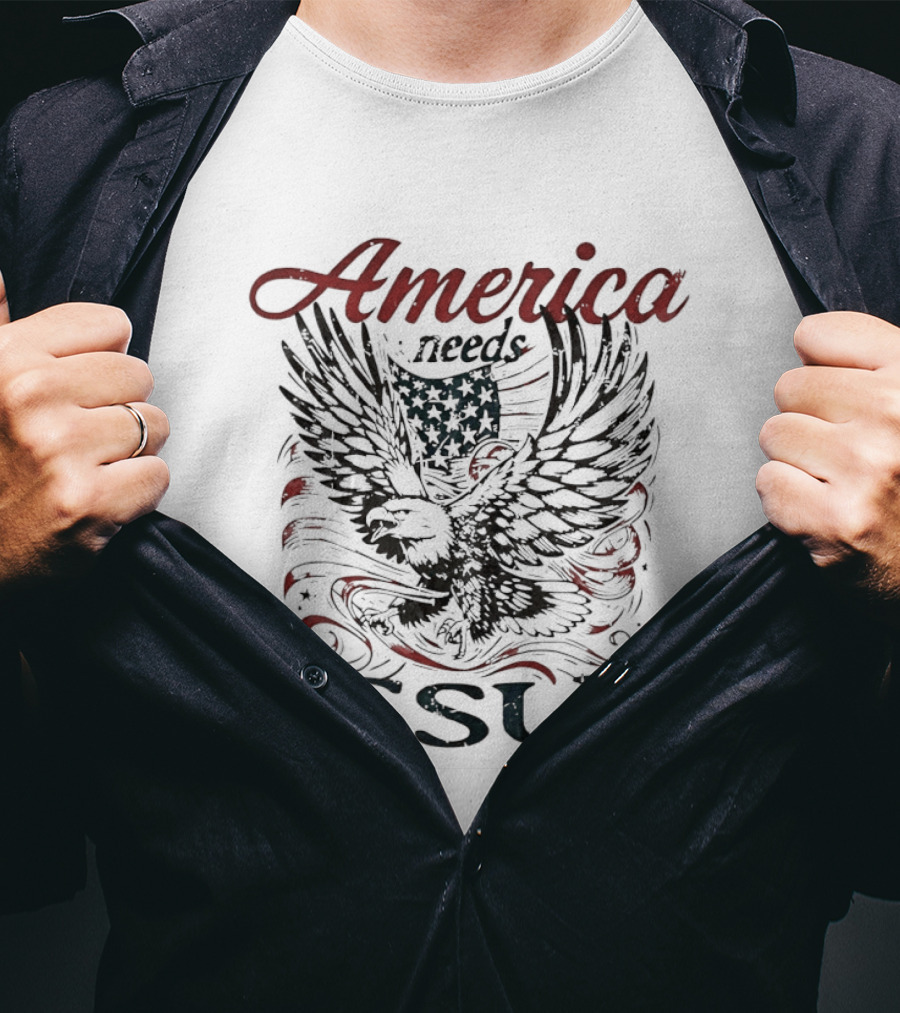 America Needs Jesus Eagle Flag T-Shirt