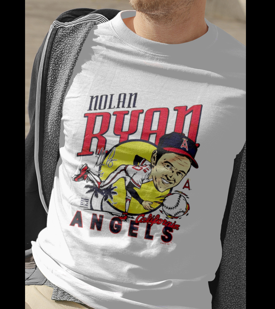 Nolan Ryan California Angels Caricature T-Shirt