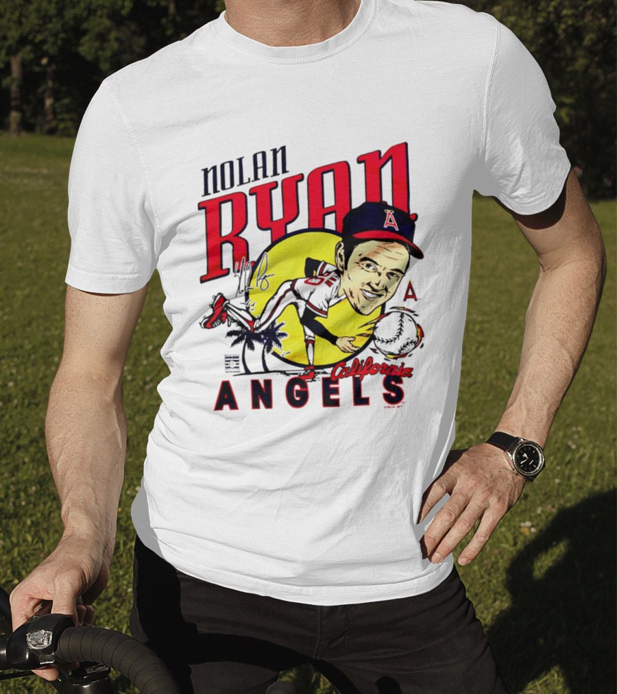 Nolan Ryan California Angels Caricature T-Shirt