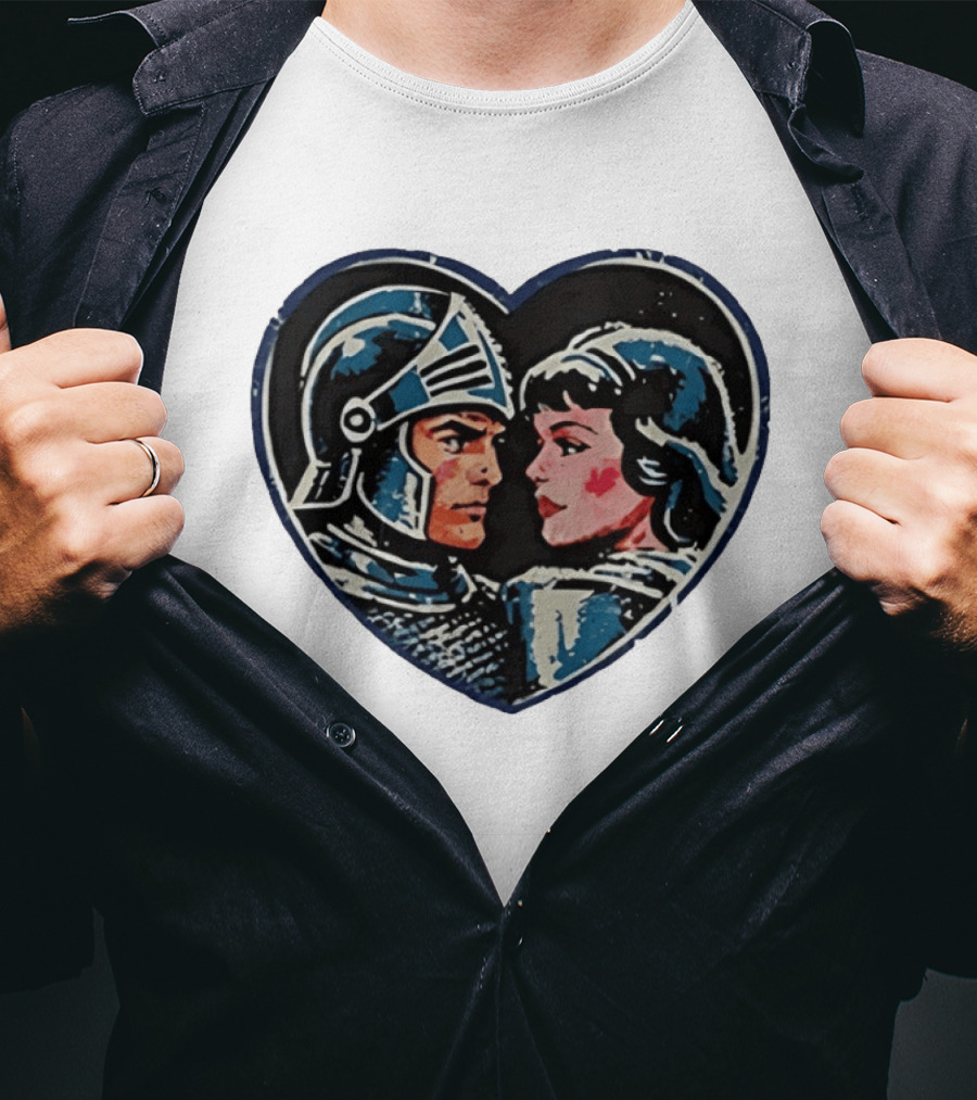 Couple Knight Medieval Dark Fantasy Heart Shape T-Shirt
