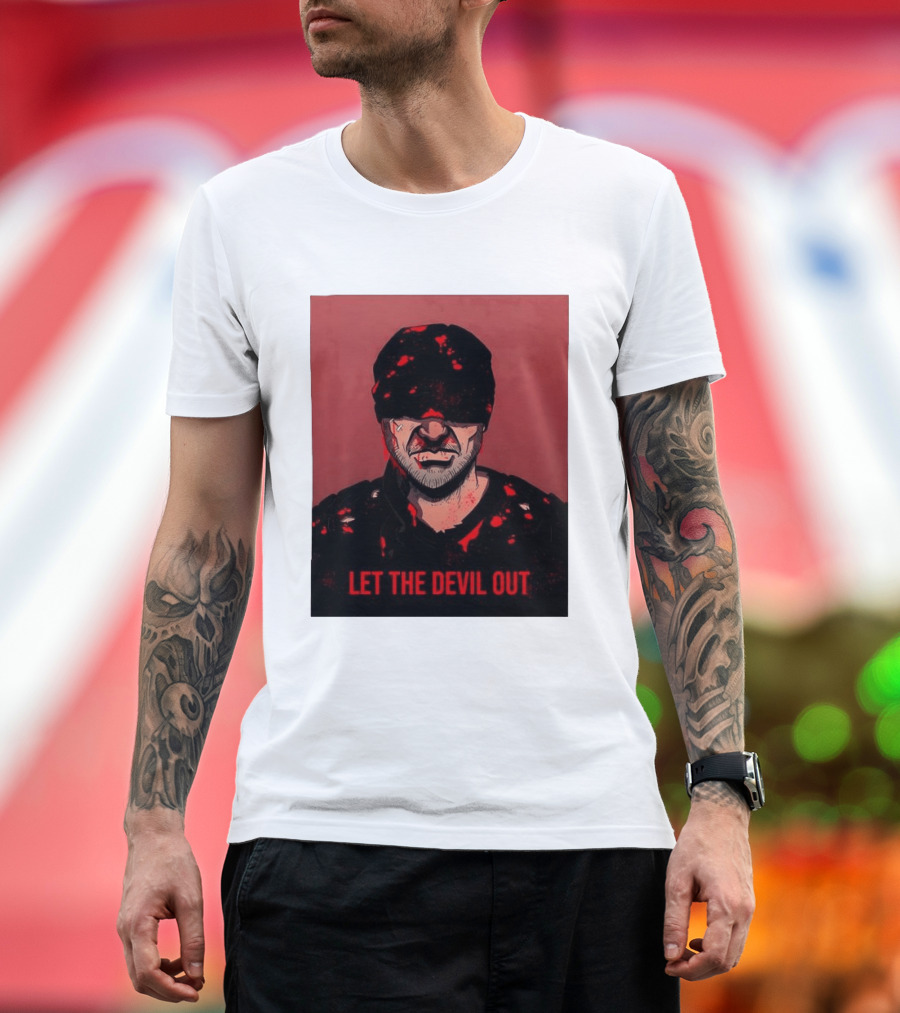 Daredevil Let The Devil Out Blindfolded Hero T-Shirt