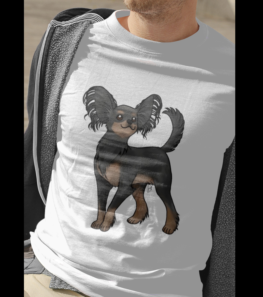 Russian Toy Dog Long Hair Black And Tan T-Shirt