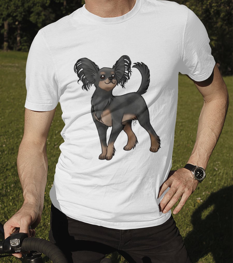 Russian Toy Dog Long Hair Black And Tan T-Shirt