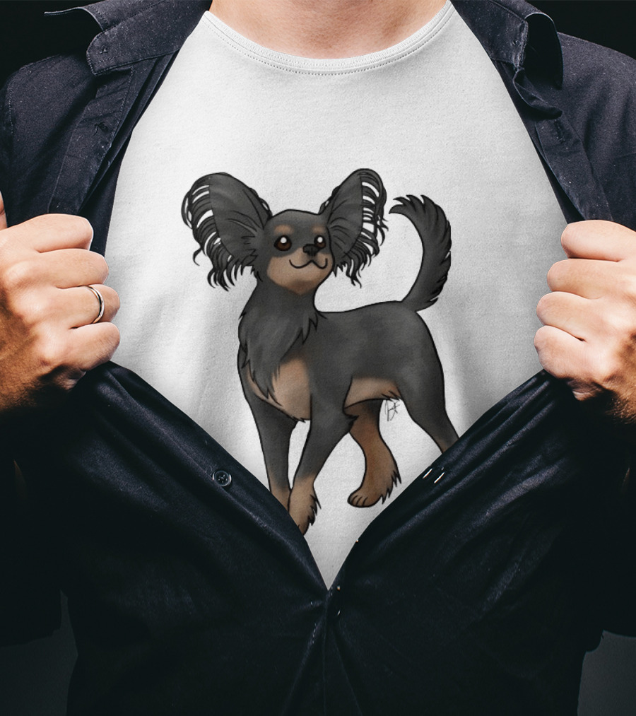 Russian Toy Dog Long Hair Black And Tan T-Shirt