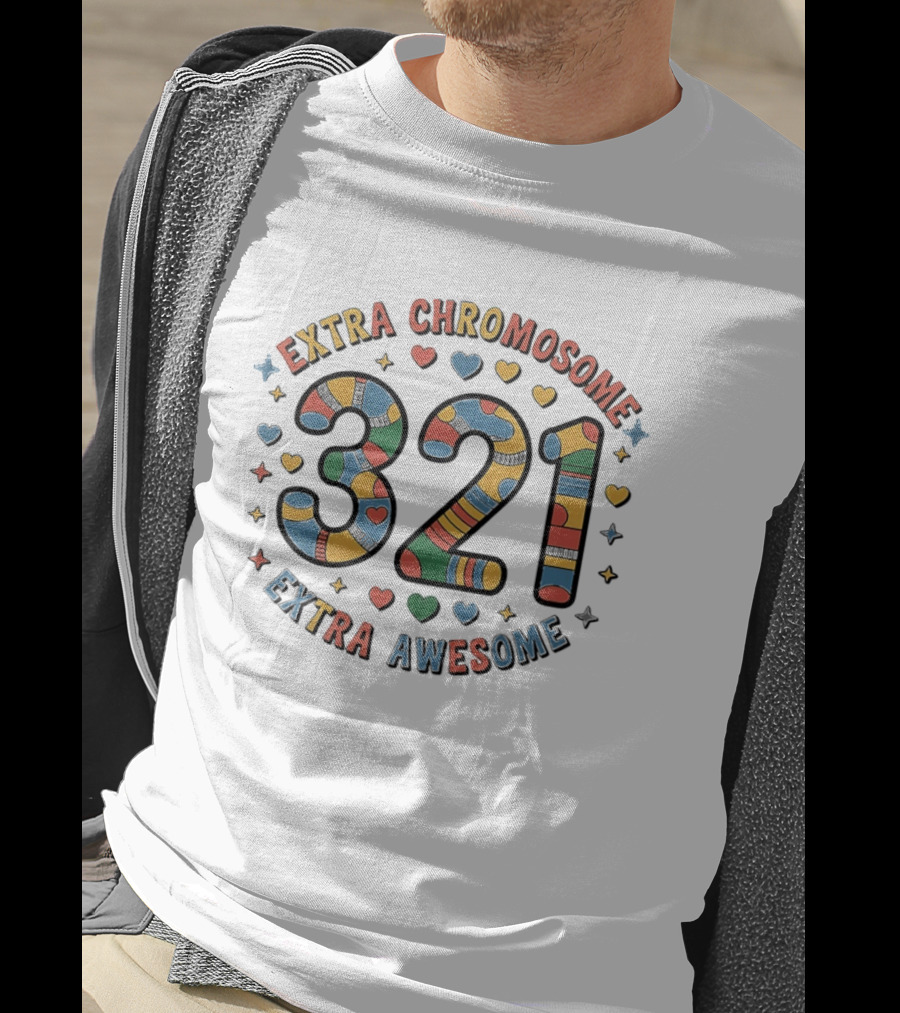 Extra Chromosome 321 Extra Awesome Colorful Socks And Hearts T-Shirt