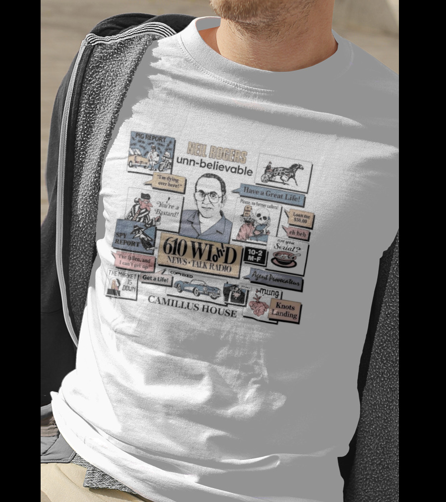 Neil Rogers Unn Believable 610 WIOD News Talk Radio Camillus House Knots Landing Jolly Jamaican T-Shirt