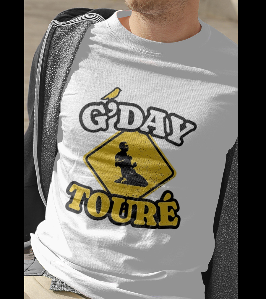 G'Day Toure Yellow Sign Kneeling Silhouette Bird T-Shirt