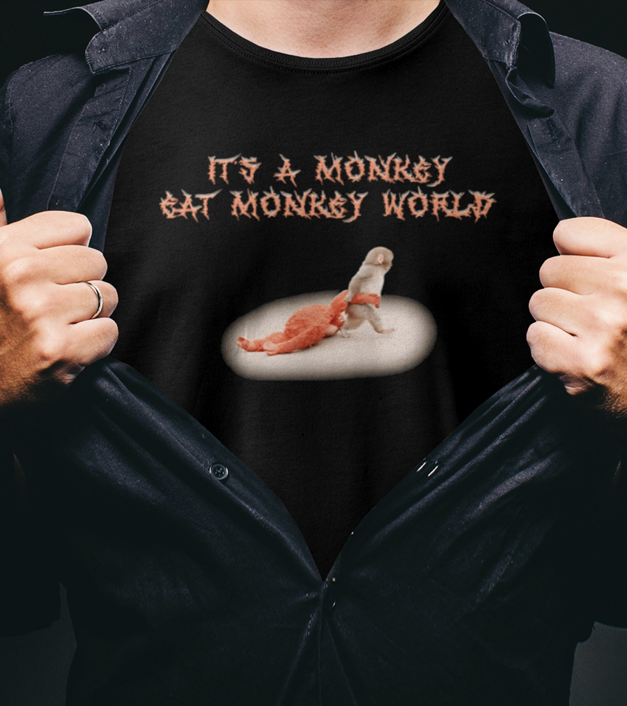It's A Monkey Eat Monkey World Orange Plush Toy T-Shirt