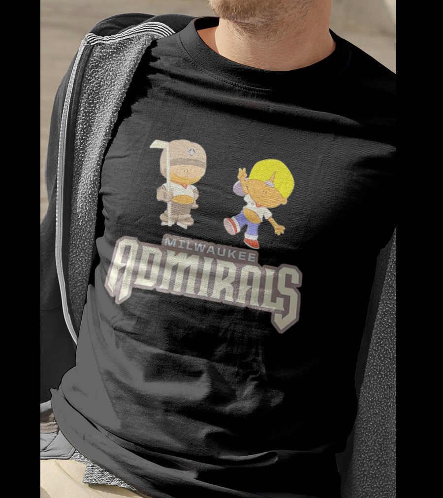 Milwaukee Admirals Cartoon Characters Hockey Kids T-Shirt