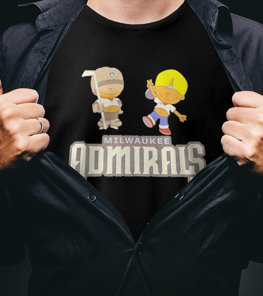 Milwaukee Admirals Cartoon Characters Hockey Kids T-Shirt