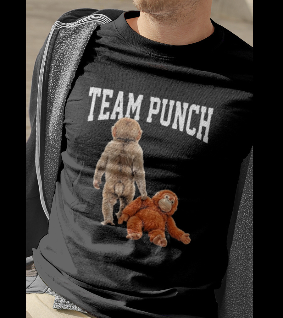 Team Punch Viral Monkey Stuffed Toy Fun T-Shirt