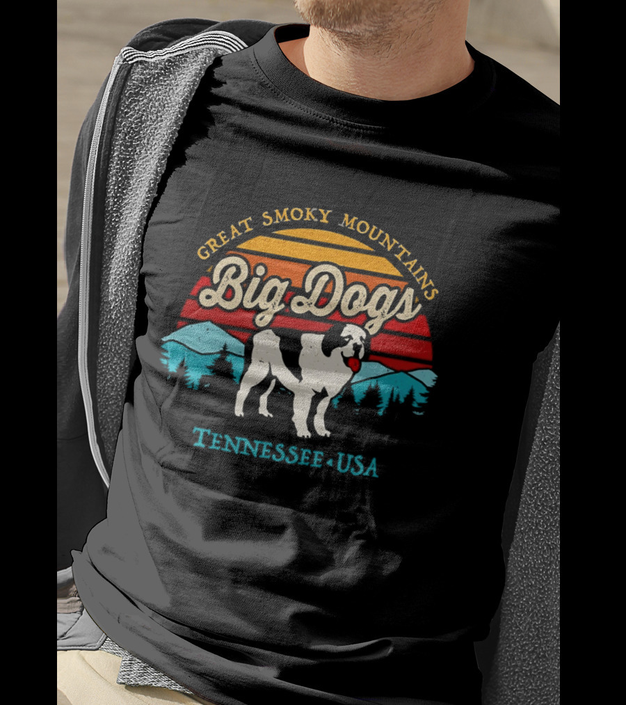 Great Smoky Mountains Big Dogs Tennessee USA Sunset Dog T-Shirt