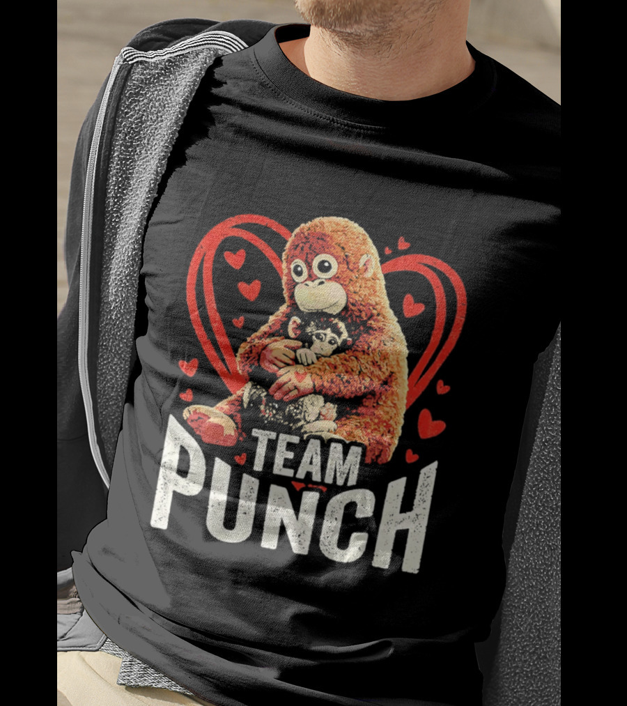Team Punch Monkey Heart Loving Hug T-Shirt
