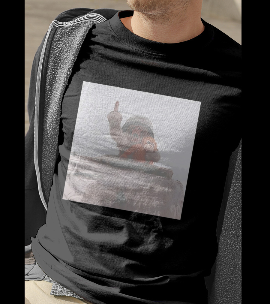 Monkey Middle Finger Gesture With Toy And Helmet On Vehicle T-Shirt