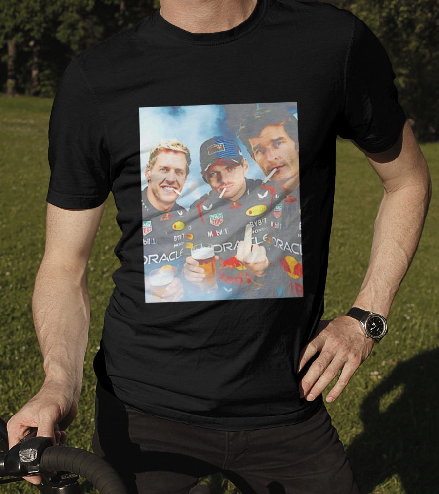 Red Bull Racing Vettel Verstappen Webber Smoking Fun F1 Legends Team Oracle T-Shirt